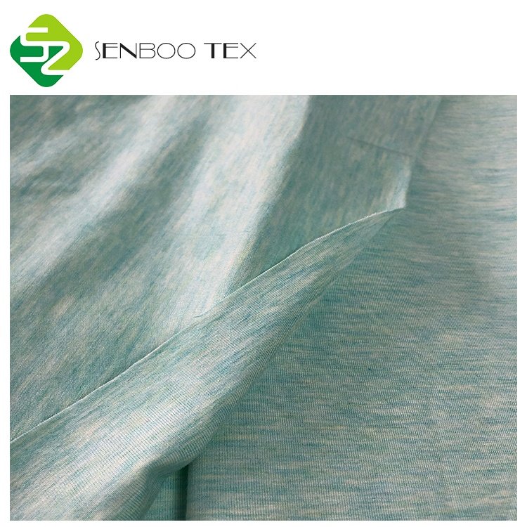 OEKO tex 100 Certificated Knitted 95% bamboo Fiber fabric 5% Spandex Melange Bule Color For Baby Wear