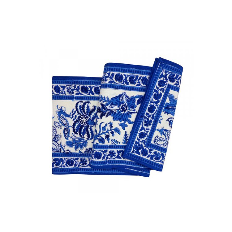 Table Runner Linen Traditional Hand Block Printed 100% Pure Cotton Canvas Table Runner 33X170 Cms For Sale