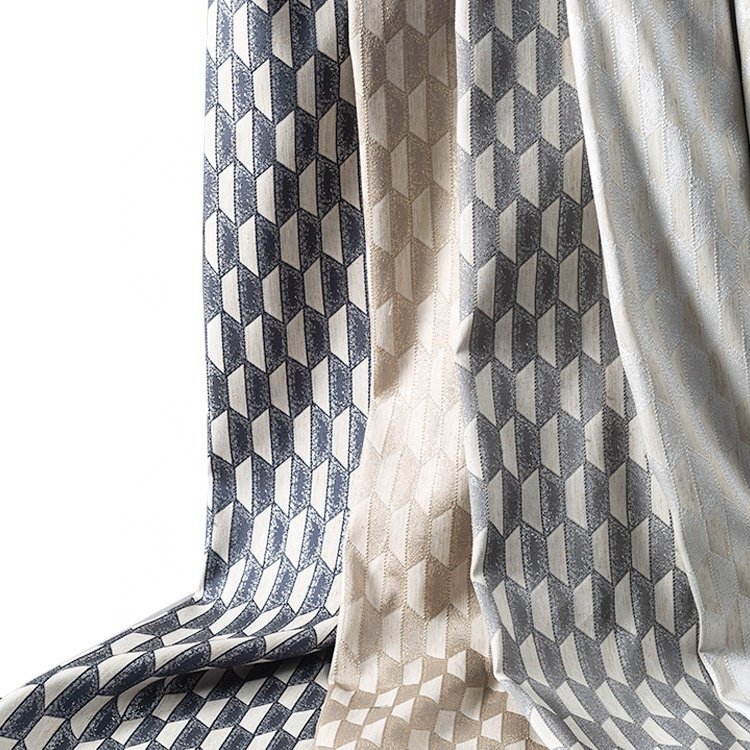 custom luxury linen polyester jacquard blackout curtain fabric for living room 2021
