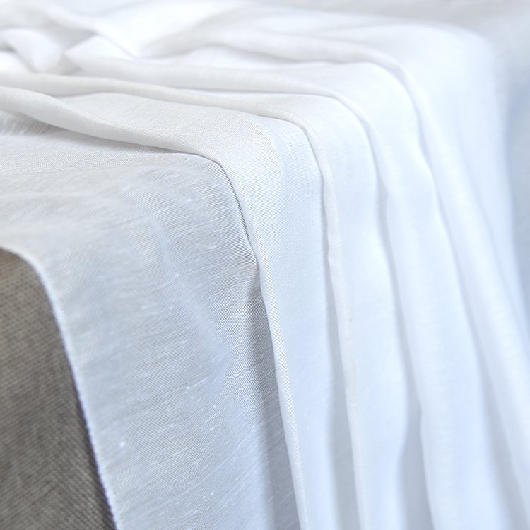 Factory Supply White High Quality Latest Soft Linen Material Transparent Sheer Curtain Fabric For Window Curtains