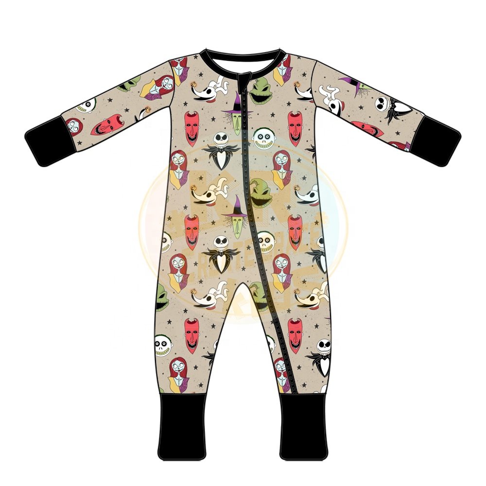 Infant Baby Boy Zipper Rompers Custom Jumpsuit Boutique Toddler Bamboo Sleepwear Pajamas For Boys
