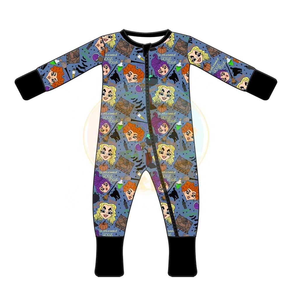 Infant Baby Boy Zipper Rompers Custom Jumpsuit Boutique Toddler Bamboo Sleepwear Pajamas For Boys