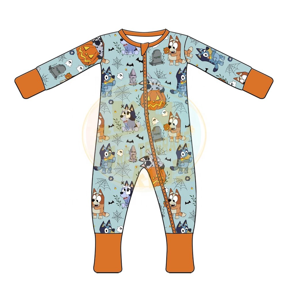 Infant Baby Boy Zipper Rompers Custom Jumpsuit Boutique Toddler Bamboo Sleepwear Pajamas For Boys
