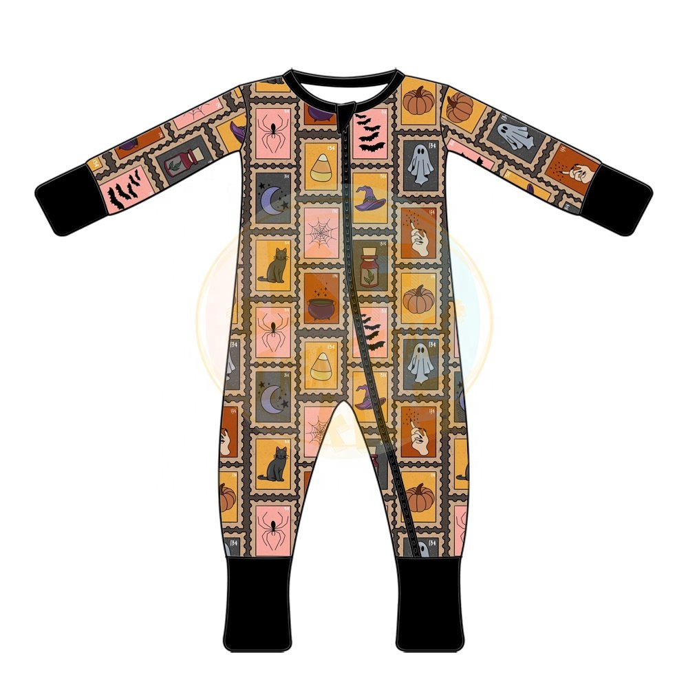 Infant Baby Boy Zipper Rompers Custom Jumpsuit Boutique Toddler Bamboo Sleepwear Pajamas For Boys