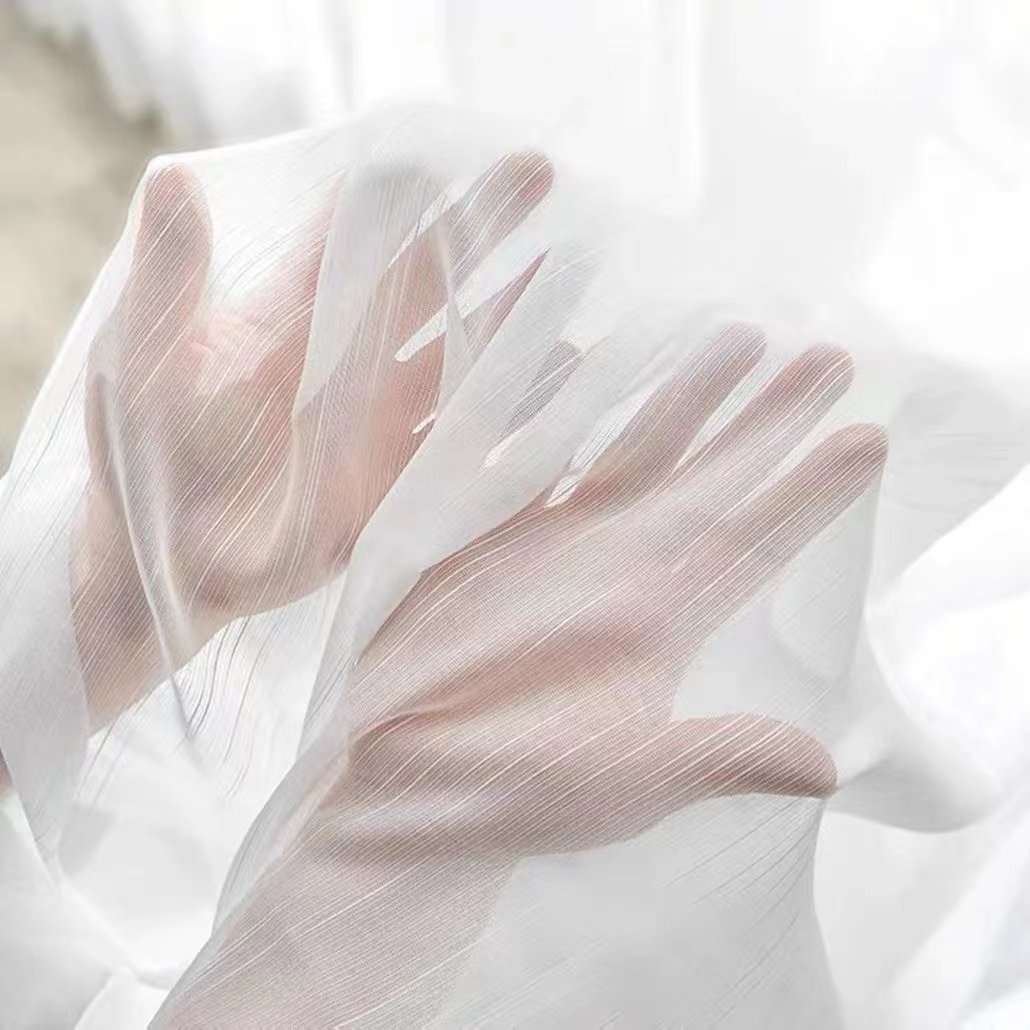 Hometextile Curtain Sheer Voile Fabric Polyester Stripe Gauze Tulle Fabric For Window Curtain and Living Room