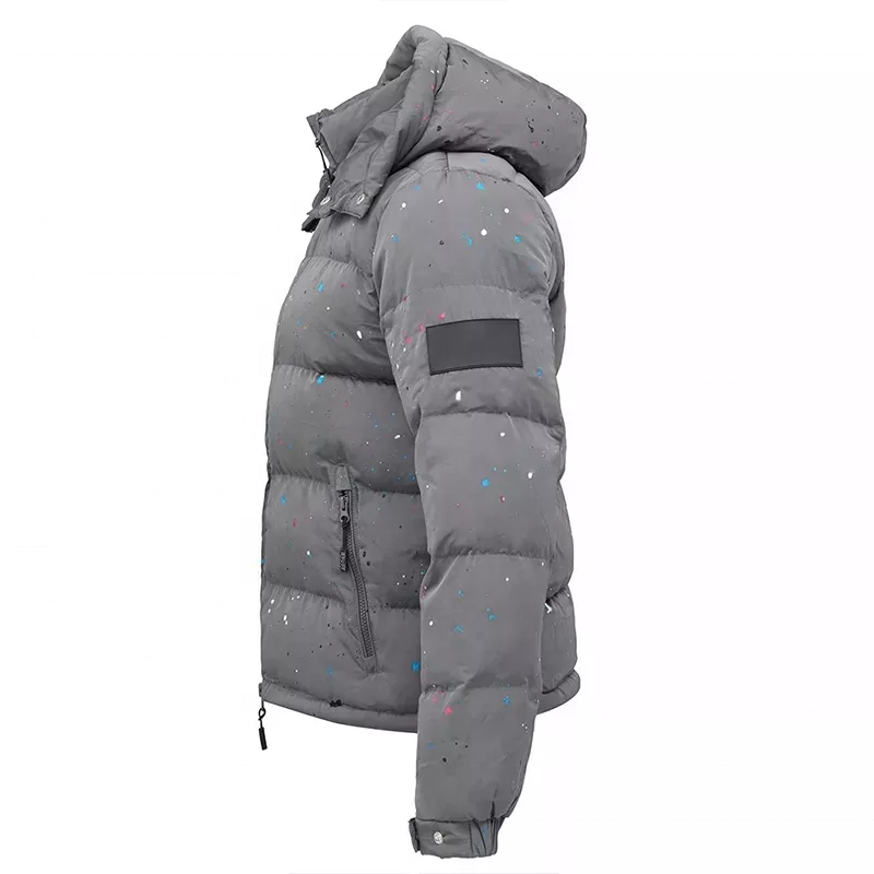 Custom Warm Thicken Bubble Detachable Hooded Windproof High Quality Men Winter Down Coats Quilted Cotton Padded Puffer Jacket