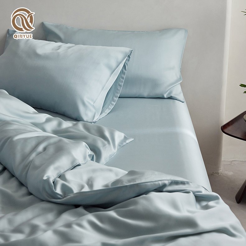 Cheap Luxury Soft Double Bed Sheets Sets Pillow Cases Fitted Sheet 100% Eucalyptus Lyocell Sheets