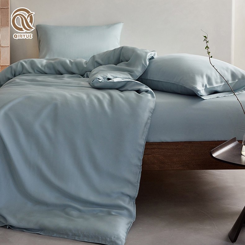 Cheap Luxury Soft Double Bed Sheets Sets Pillow Cases Fitted Sheet 100% Eucalyptus Lyocell Sheets