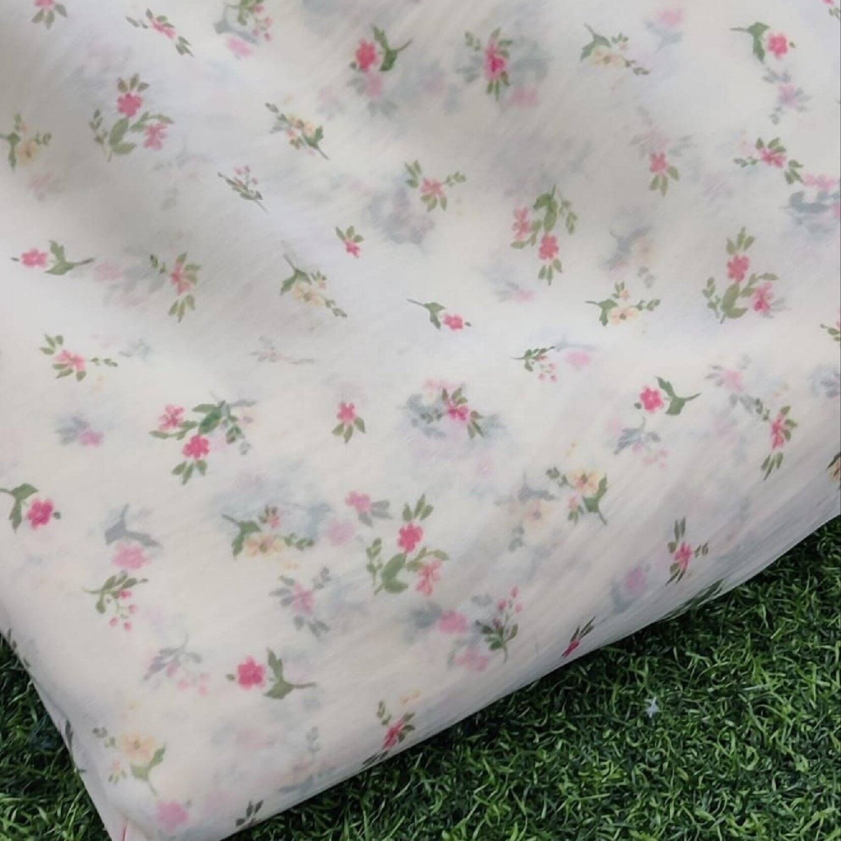 Georgette Digital Print Fabric For Women's Dresses Medium Weight Wedding Dress Fabric Summer Floral Linen Fabric By The Yard