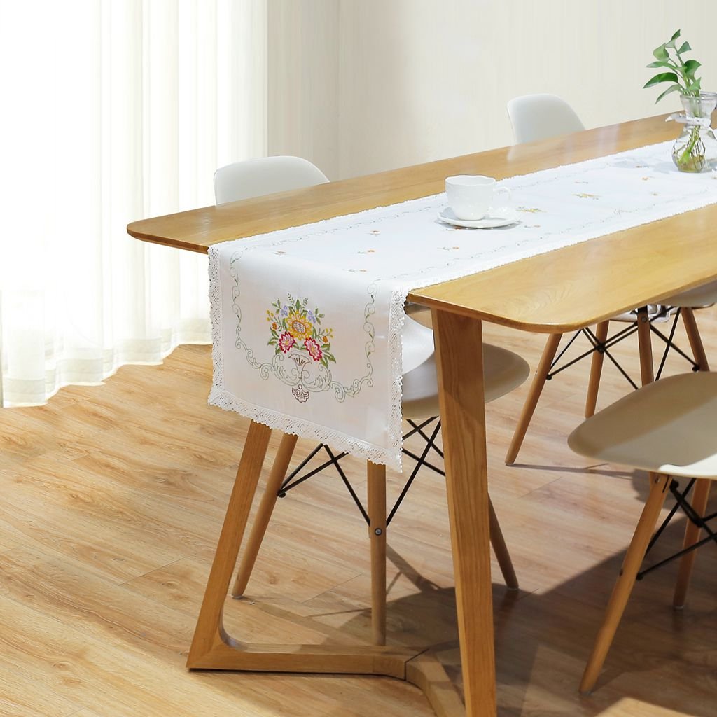 OEM/OEM Multi-size Embroidered Table Cloths Handmade Hemstitch Table Cover Linen-look Fabric Table Cloth
