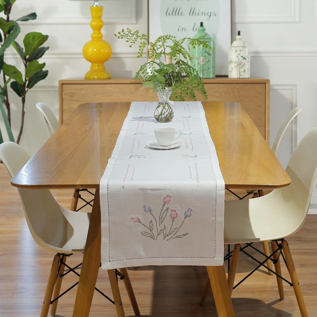 OEM/OEM Multi-size Embroidered Table Cloths Handmade Hemstitch Table Cover Linen-look Fabric Table Cloth