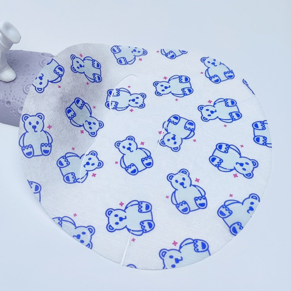 Little Bear Printing Facial Sheet No Liquid Dry Facial Mask Sheet Custom Printed Facial Mask Cloth Bamboo Fiber Mask