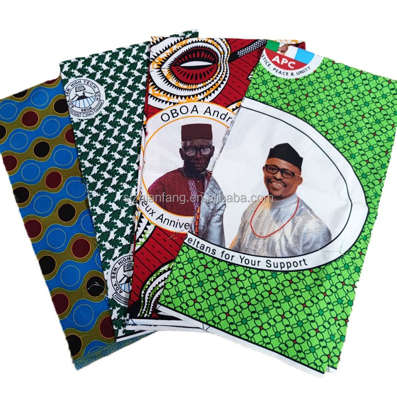 Cotonou Benin Nigeria Kitenge Designs Pictures Customized Logo Printed African Wax Fabric With Photo