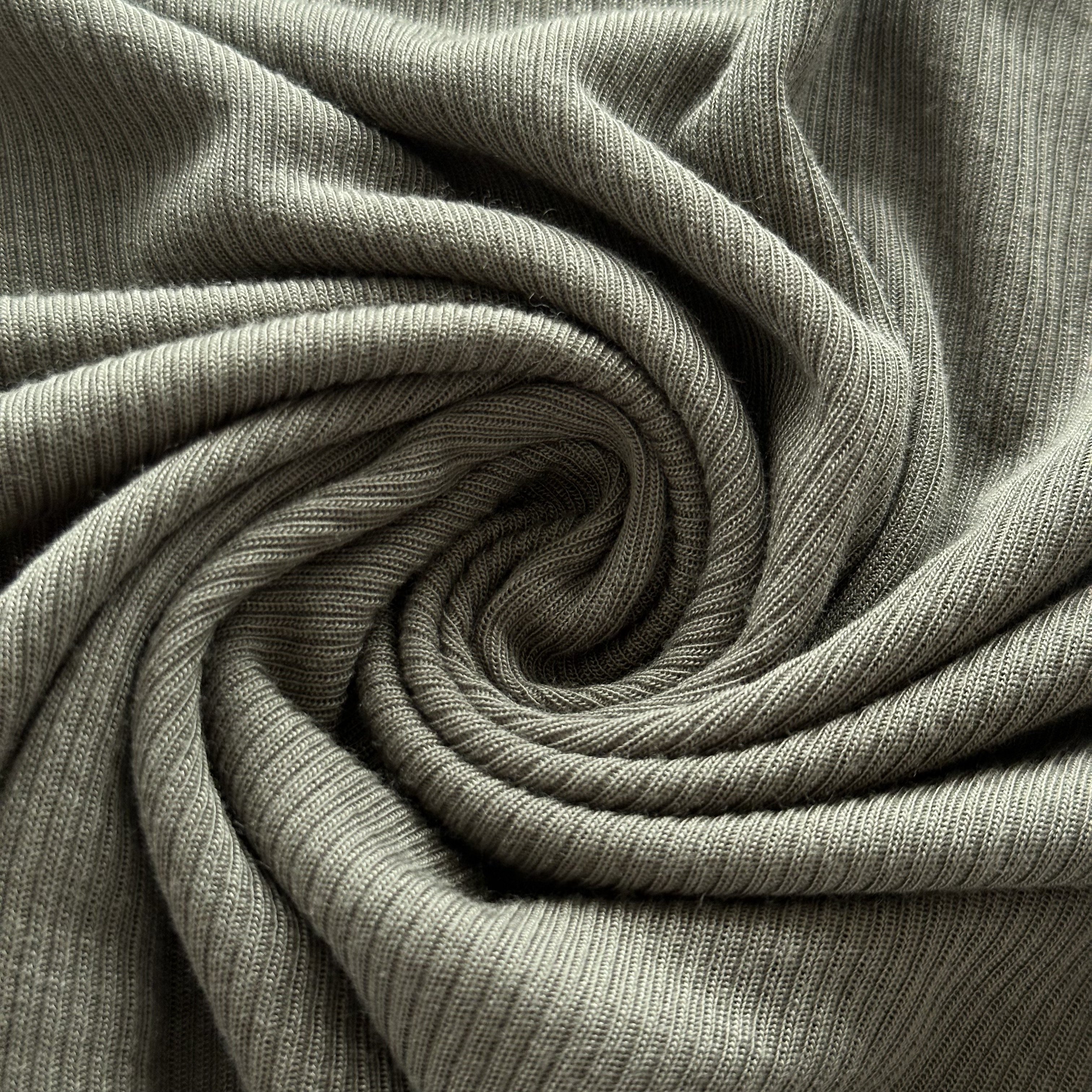 In stock bamboo fiber ribbed fabrics 2*2 army green