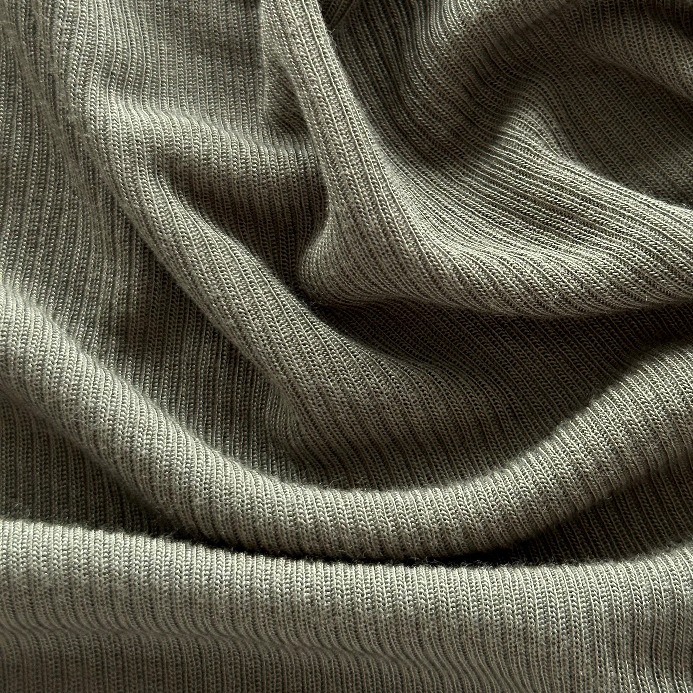 In stock bamboo fiber ribbed fabrics 2*2 army green