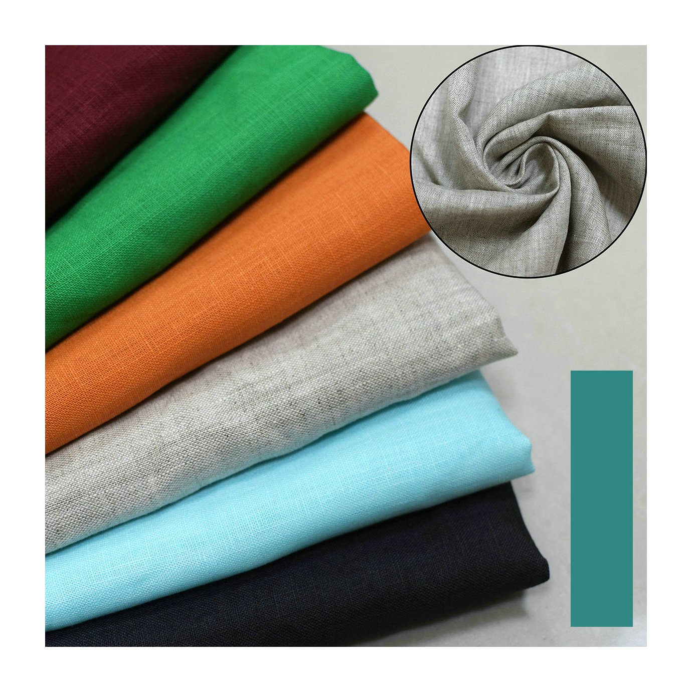 high quality stone washed 100% linen pure natural fabric Oeko-Tex certificate 170gsm plain dyed Solid color for cloth and shirt