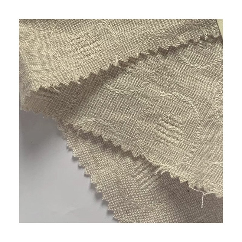 High Quality Wholesale Custom Cheap wedium weight 170gsm jacquard 100% linen fabric for clothing