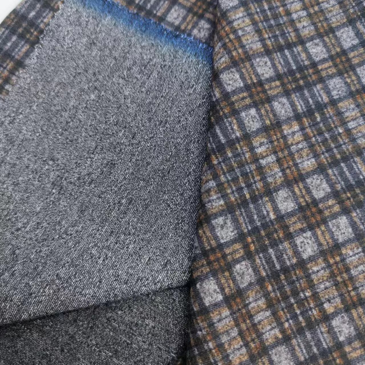Custom woven tr dark grey waterproof plaid gents roma suit jacket fabric classic tartan men's suit fabric for clothing wholesale