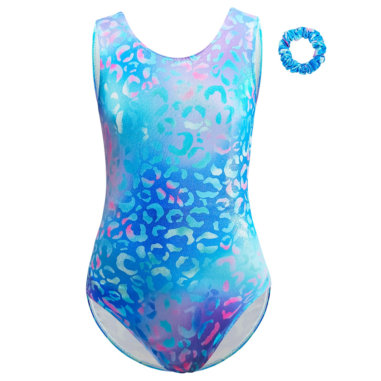 Girls Gymnastics Tumbling Sports Wearing Workout Gym Leopard Printing Jumpsuit Kids Polyester Soft Fabric Dance Practice Attires