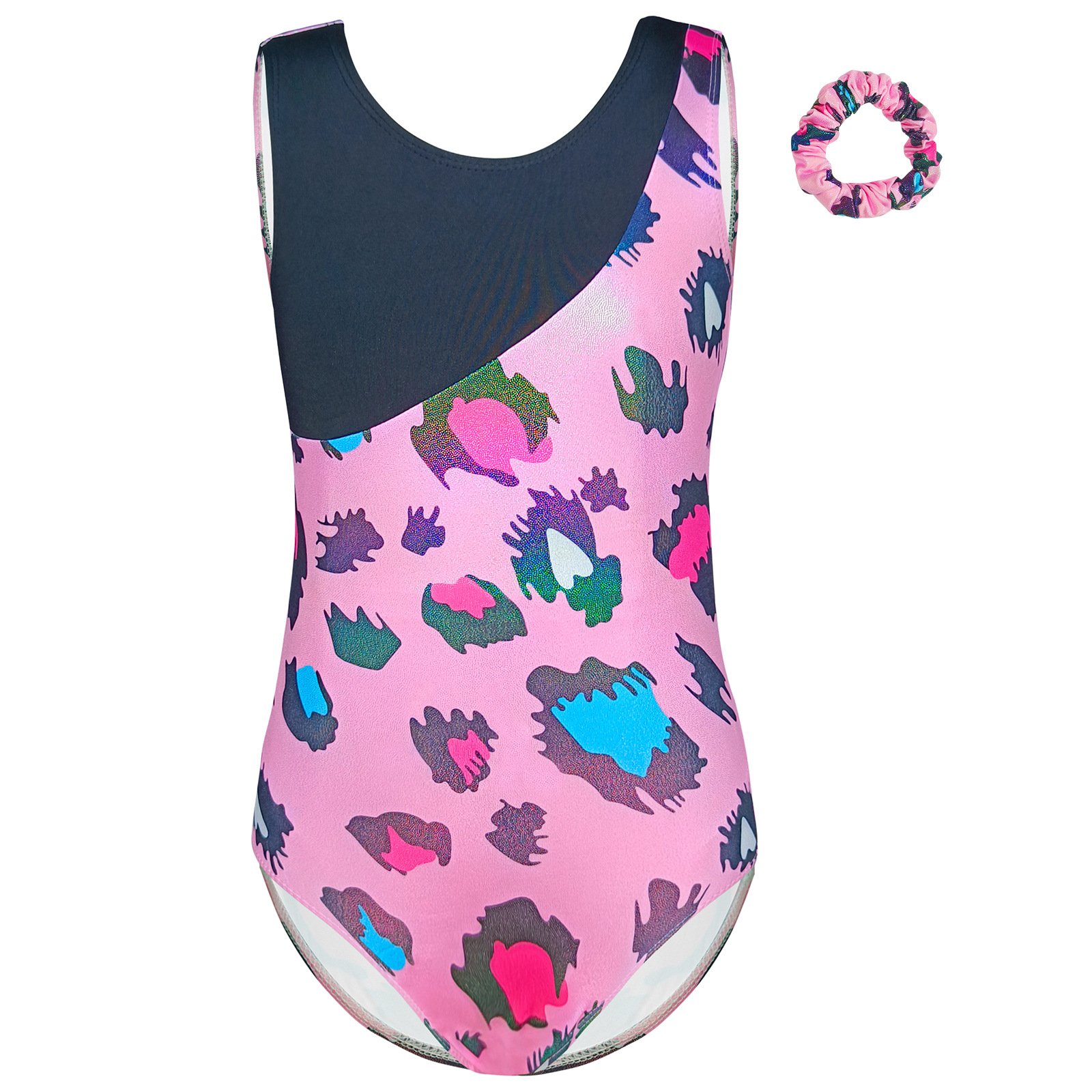Girls Gymnastics Tumbling Sports Wearing Workout Gym Leopard Printing Jumpsuit Kids Polyester Soft Fabric Dance Practice Attires