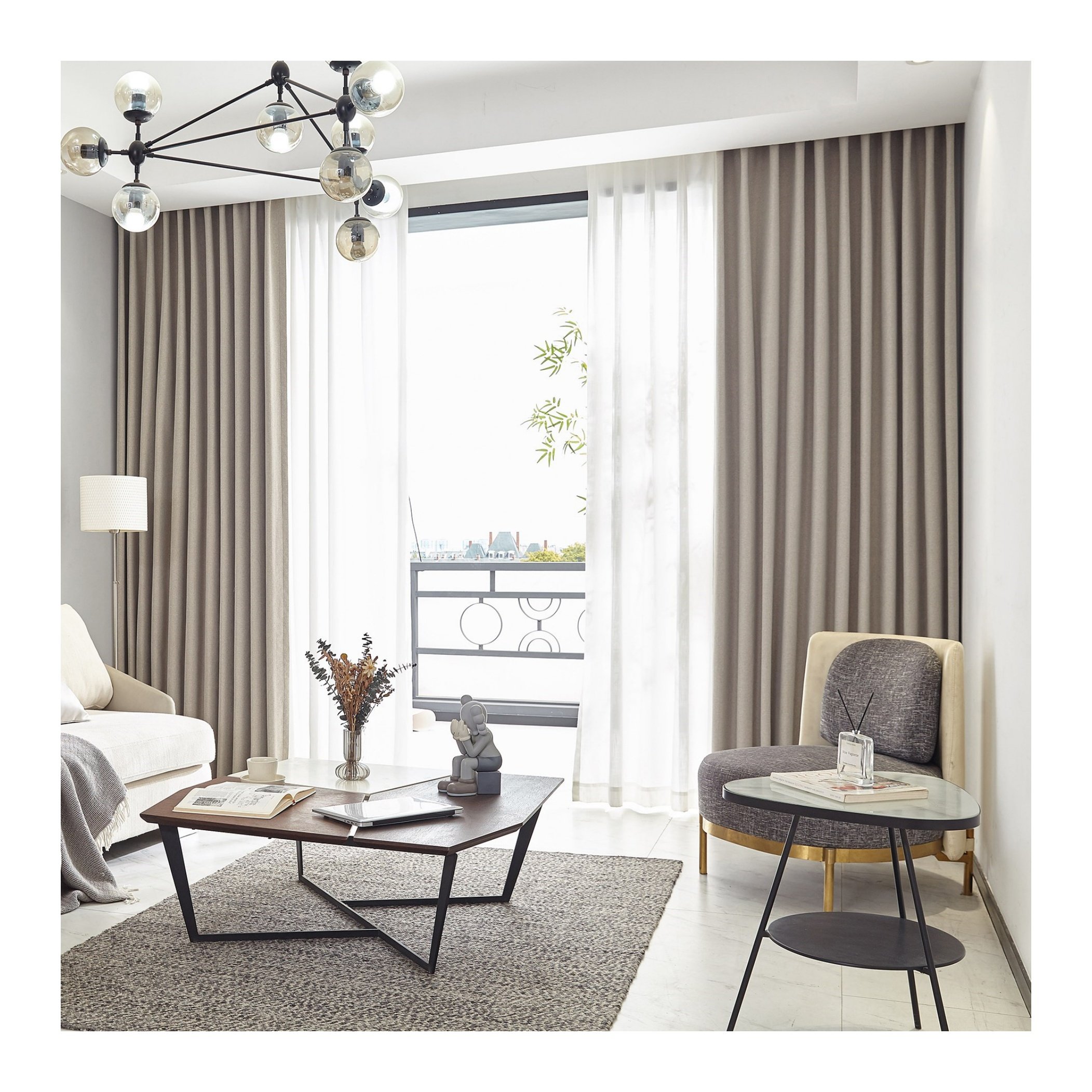 280cm Wide Full Blackout Herringbone Suede Fabric 100% Polyester Warp Knitted Wholesale Curtain Material in Rolls