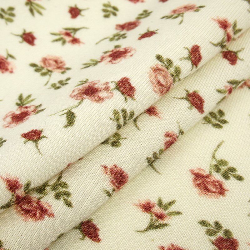 Bamboo cotton fabric french terry fabric floral digital printing customized fresh pattern for ladies dress long skirt jersey