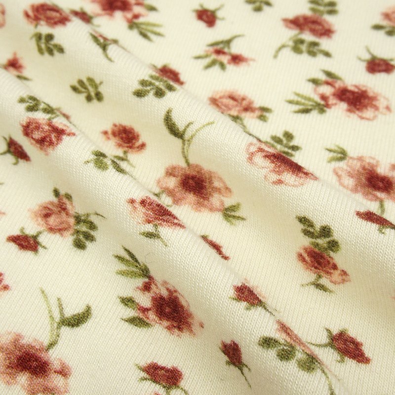 Bamboo cotton fabric french terry fabric floral digital printing customized fresh pattern for ladies dress long skirt jersey