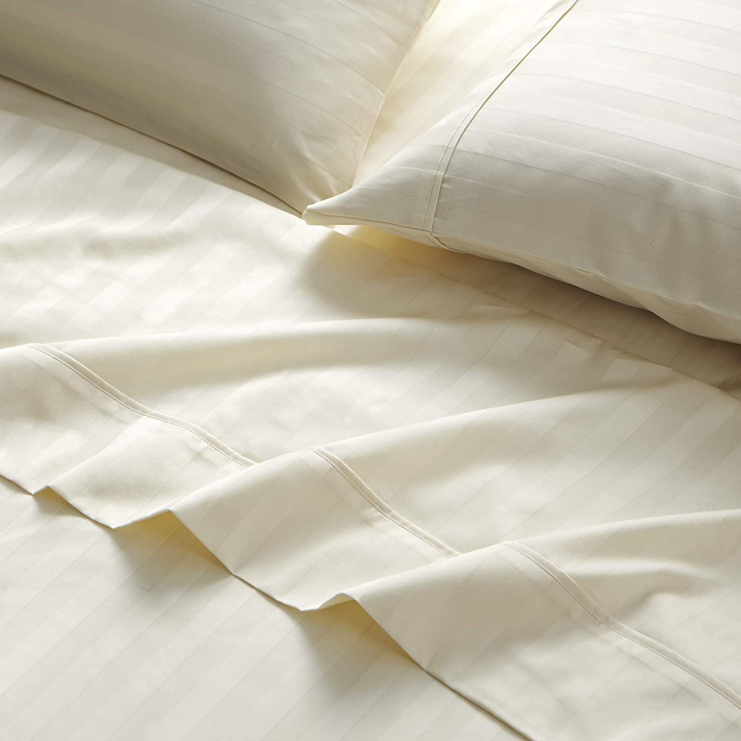 Wholesale 5 star hotel bed sheet 100% cotton dobby stripe Luxury White bed Sheets Set