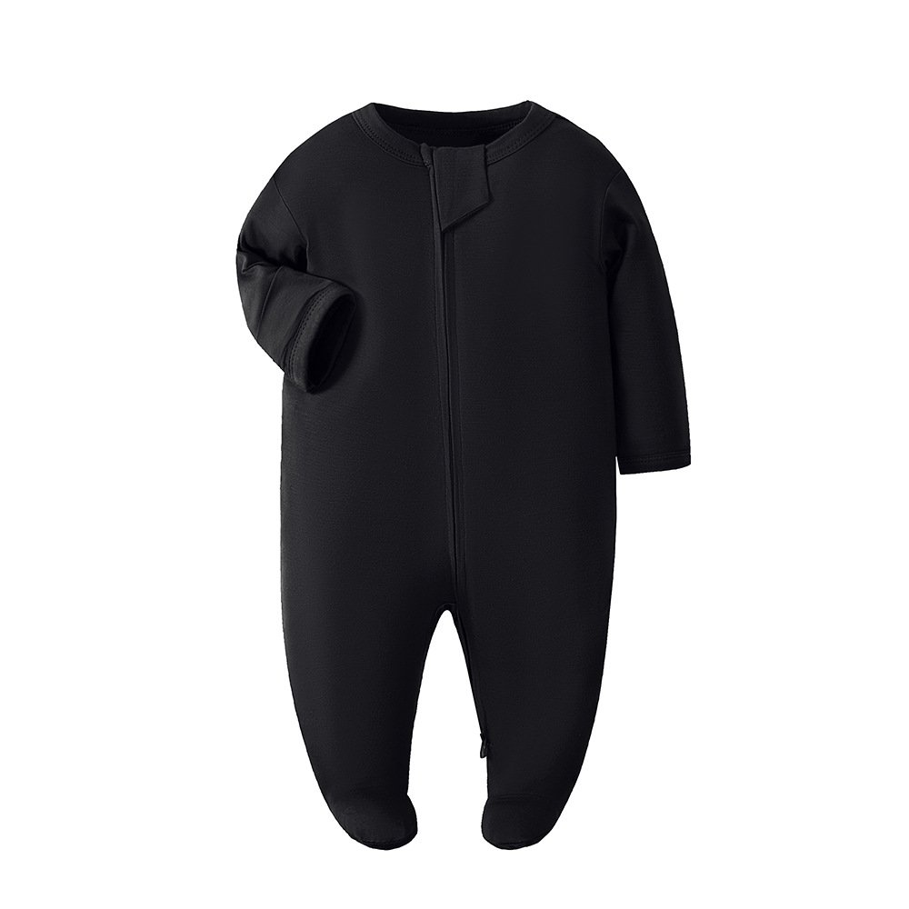2024 custom private label western plain footed organic bamboo viscose fabric winter newborn girls baby bamboo pajamas