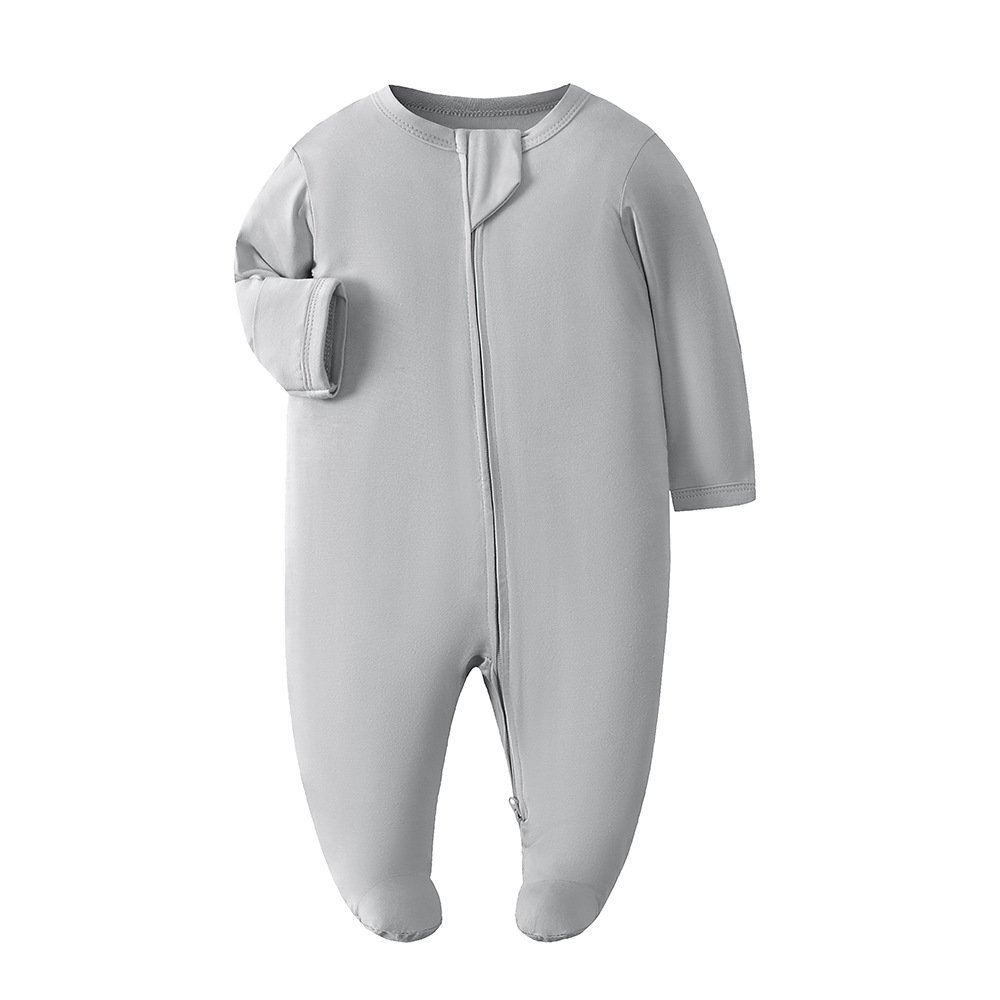 2024 custom private label western plain footed organic bamboo viscose fabric winter newborn girls baby bamboo pajamas