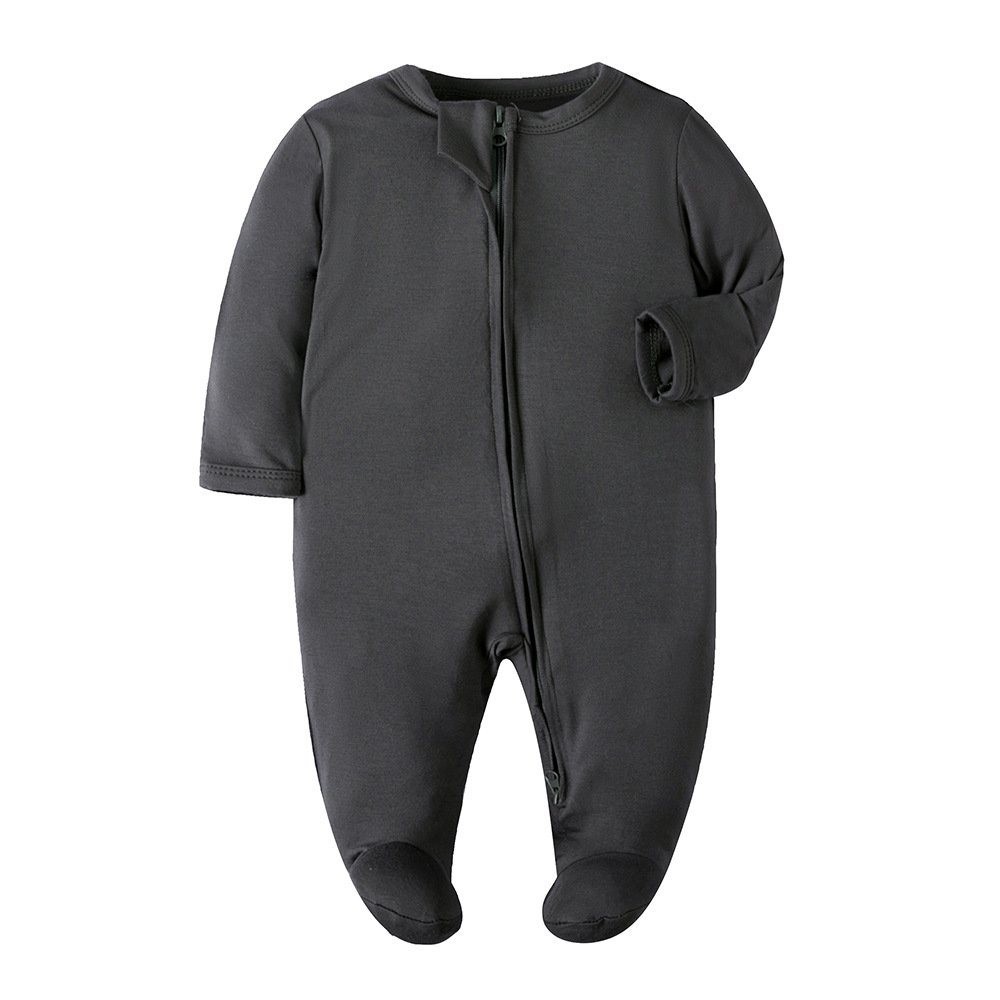 2024 custom private label western plain footed organic bamboo viscose fabric winter newborn girls baby bamboo pajamas