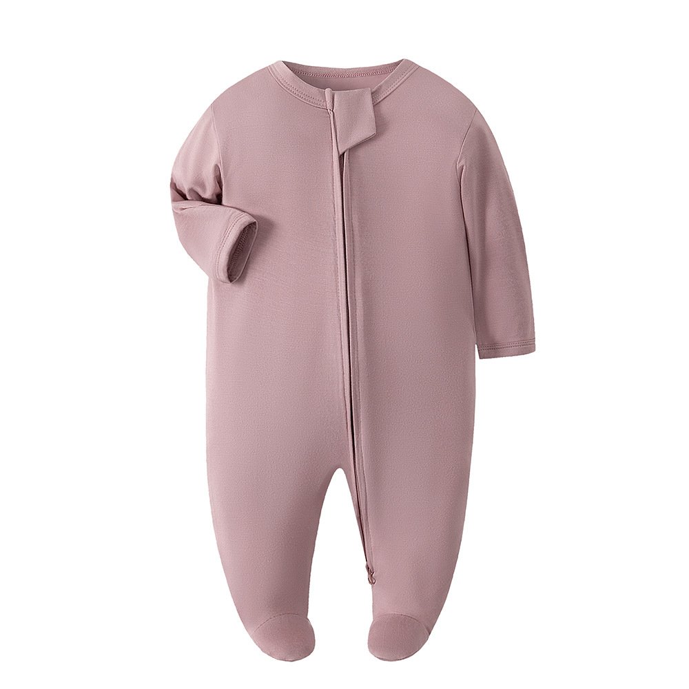 2024 custom private label western plain footed organic bamboo viscose fabric winter newborn girls baby bamboo pajamas