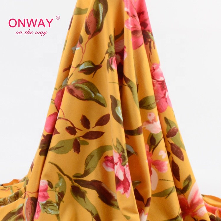 2022shaoxing factory Beautiful design slippy knit cotton spandex fabric single jersey brushed DTY print fabric