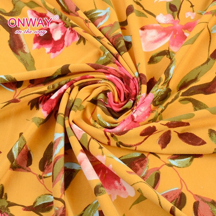 2022shaoxing factory Beautiful design slippy knit cotton spandex fabric single jersey brushed DTY print fabric