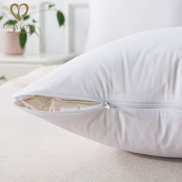 Cheap Wholesale Plain White Bamboo Fabric Zippered Pillow Protector Covers Cases