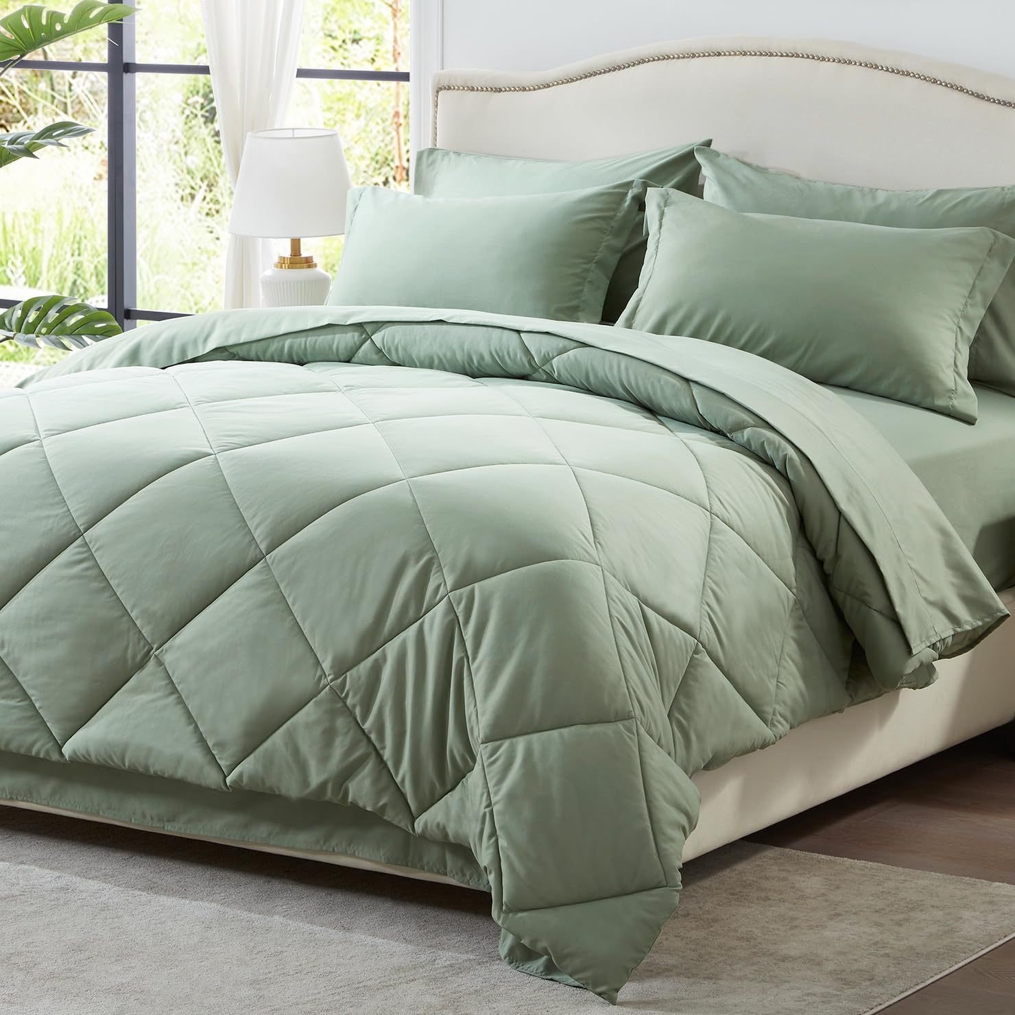 7pcs Comforter Set In A Bag Customized Bedding Duvet Set Flat/Fitted Sheet Pillowcase Pillow Sham Wholesale King Bed Sets