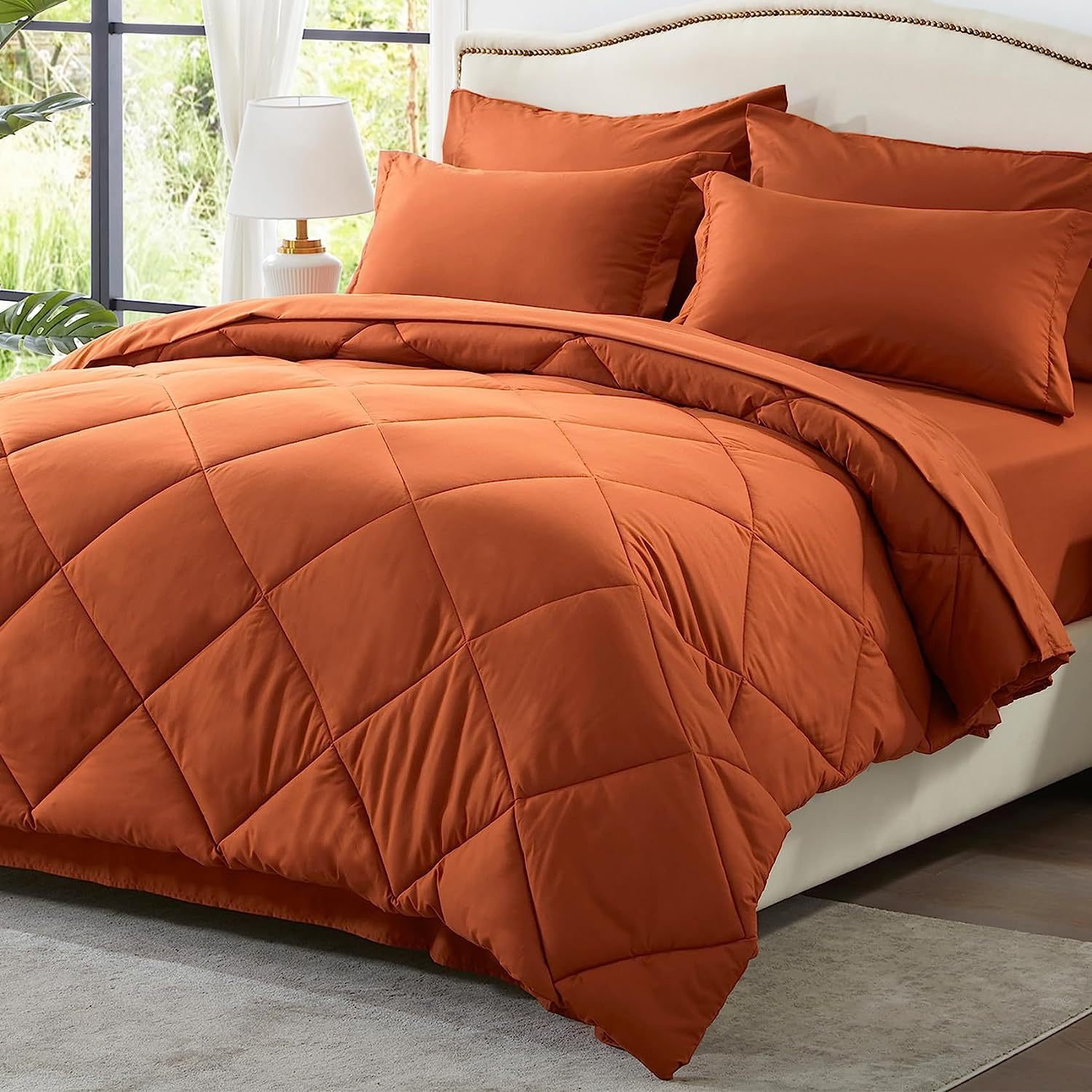 7pcs Comforter Set In A Bag Customized Bedding Duvet Set Flat/Fitted Sheet Pillowcase Pillow Sham Wholesale King Bed Sets