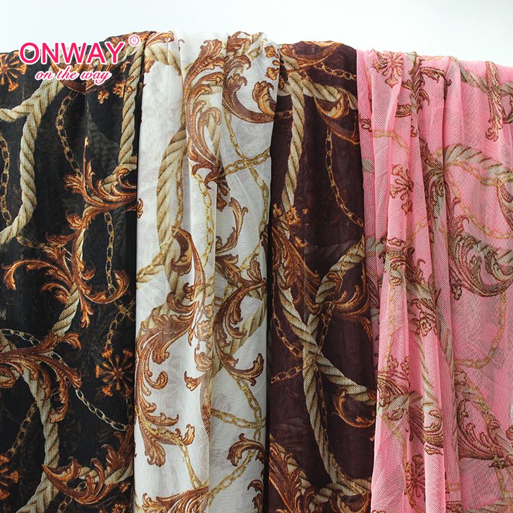 China manufacturer customized european sexy power printed P/SP 97/3 stretchy mesh fabric