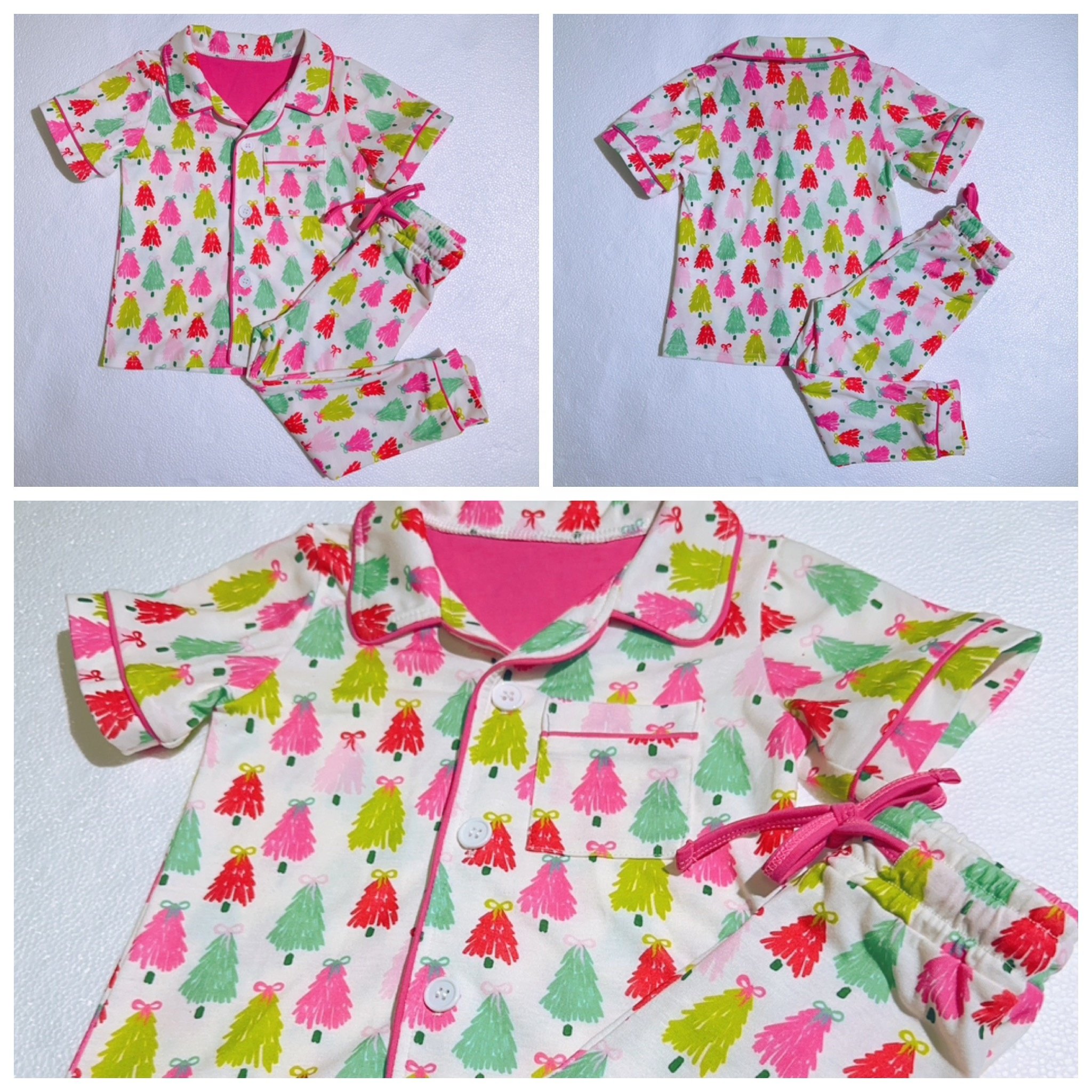 Wholesale 95% Bamboo Christmas Family Pajamas Sets Toddler Baby Boutique Kids Custom Print Button Christmas Sleepwear Outfits