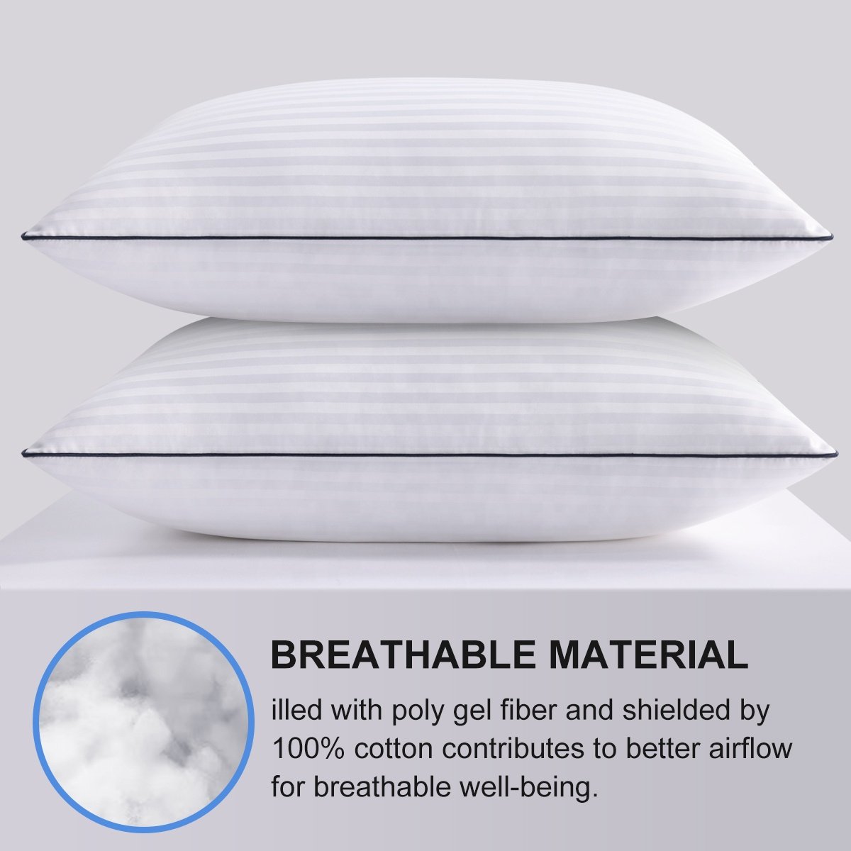 Breathable 100% Cotton Hypoallergenic fabric down alternative microfiber filling Bed Pillow for luxury hotel