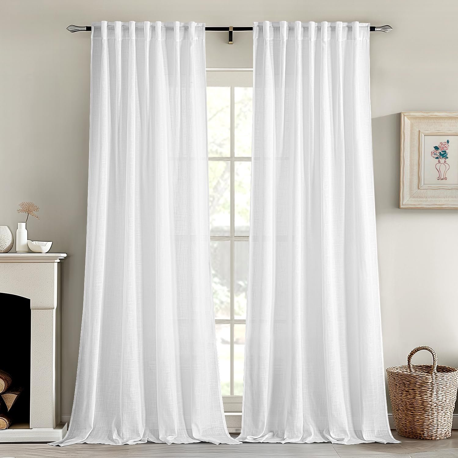100% Organic Linen Fabric Solid Color Plain Woven Natural Flax Linen Drapes Sheer Window Curtains For The Living Room