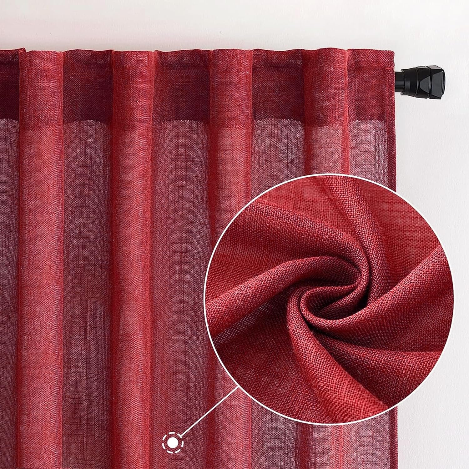 100% Organic Linen Fabric Solid Color Plain Woven Natural Flax Linen Drapes Sheer Window Curtains For The Living Room