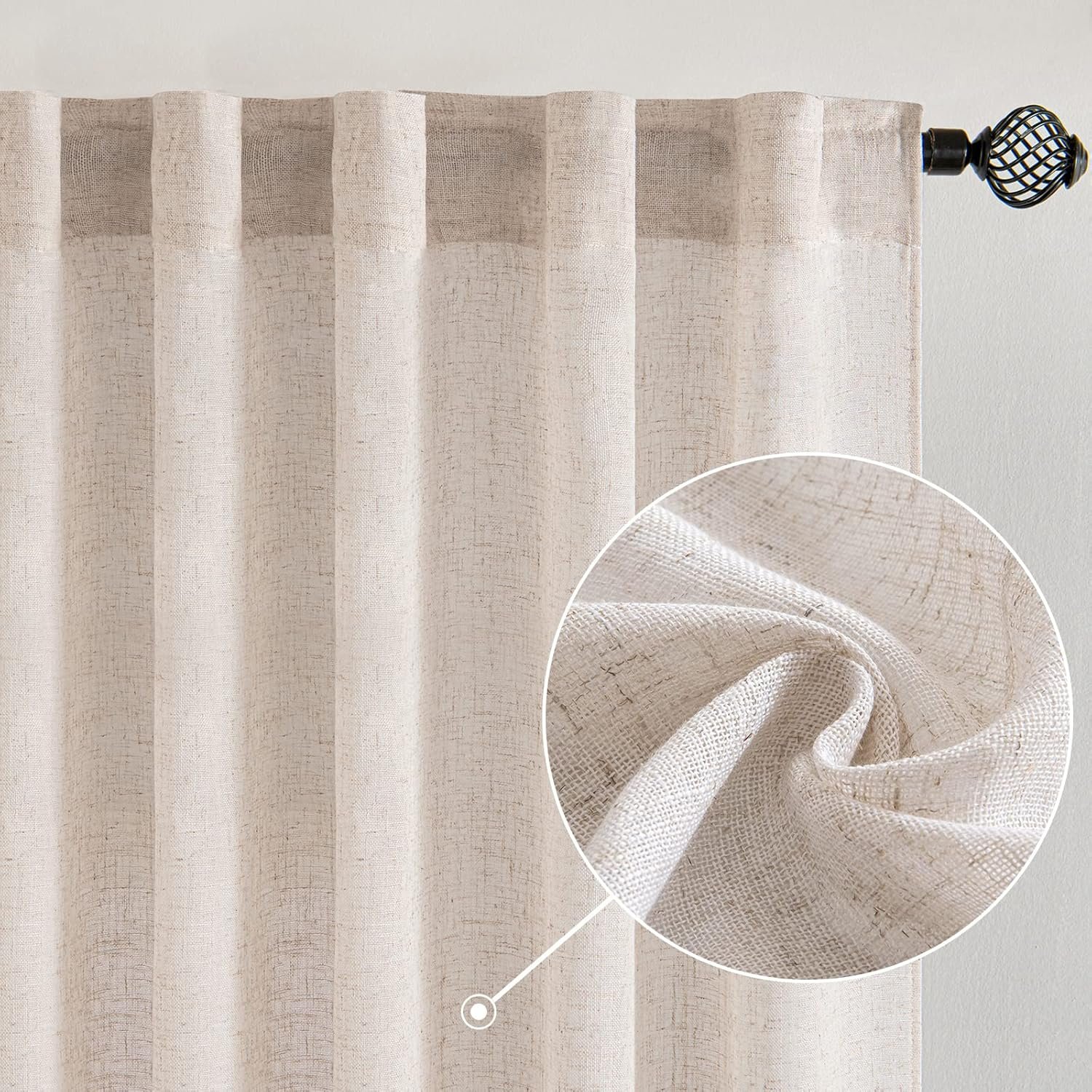 100% Organic Linen Fabric Solid Color Plain Woven Natural Flax Linen Drapes Sheer Window Curtains For The Living Room