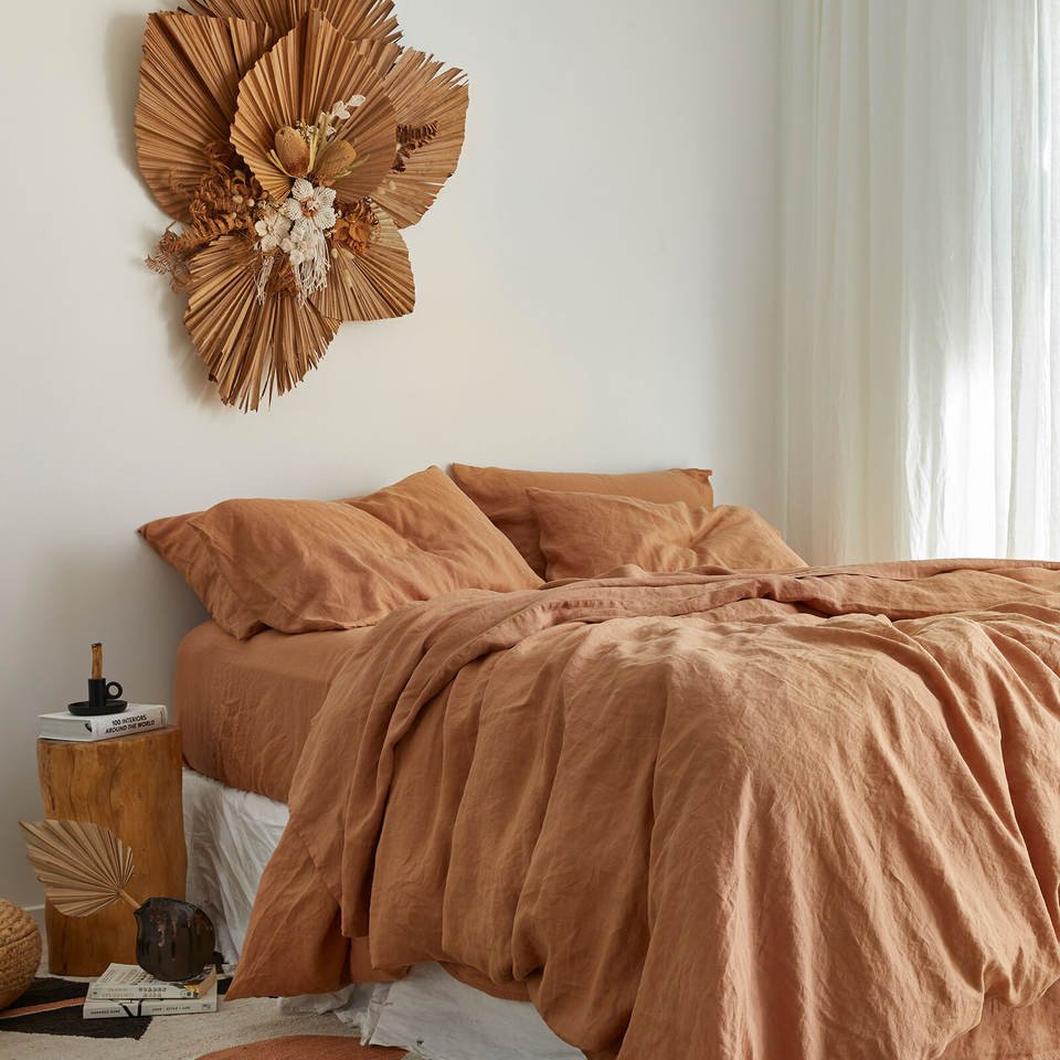 100% French Flax linen stone washed customized color bedding sets