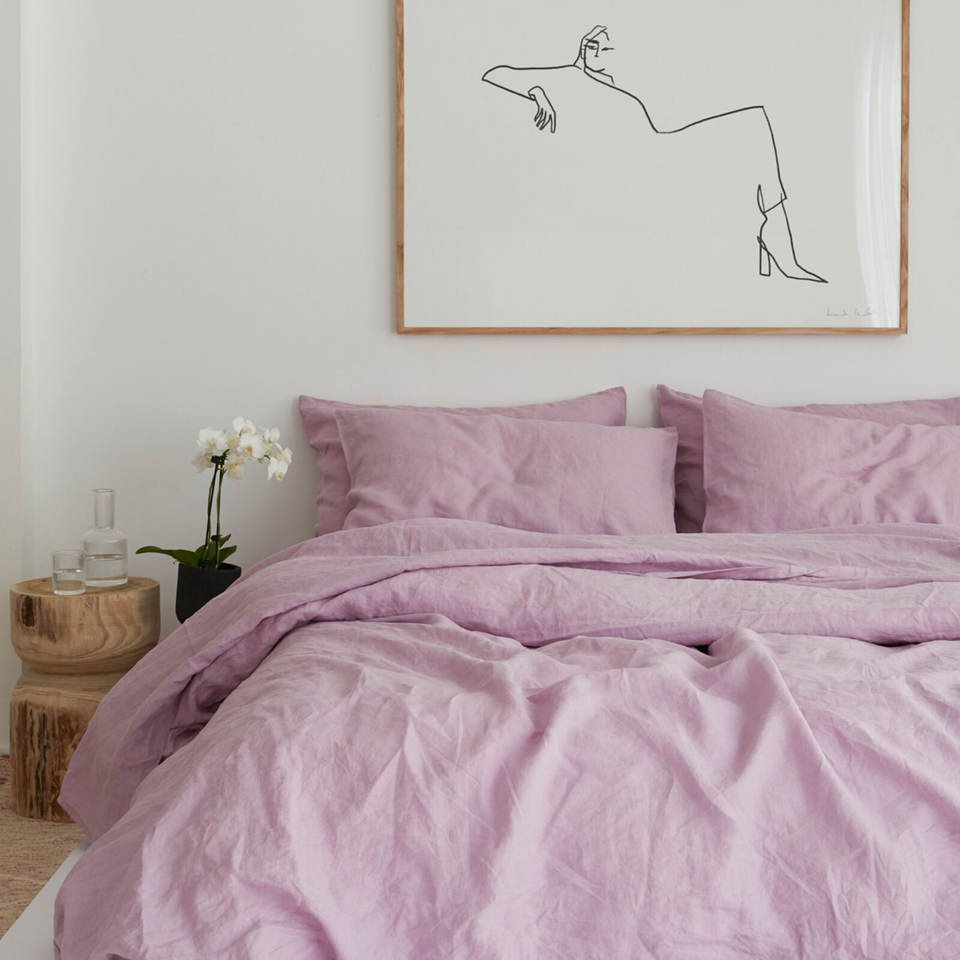 100% French Flax linen stone washed customized color bedding sets