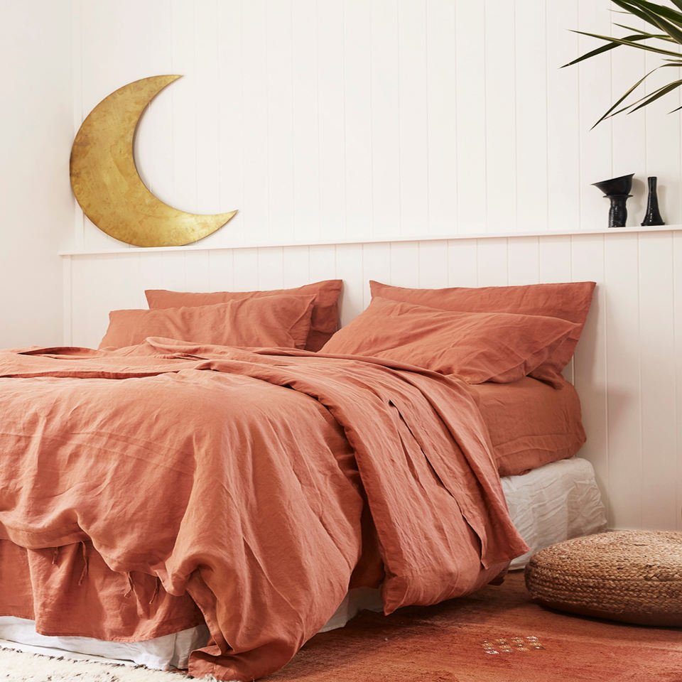 100% French Flax linen stone washed customized color bedding sets