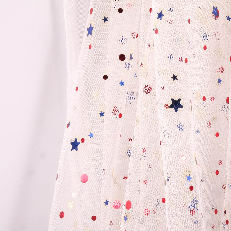 100% Polyester Star Pattern Sequin tulle and glitter mesh sequin fabric for women dress