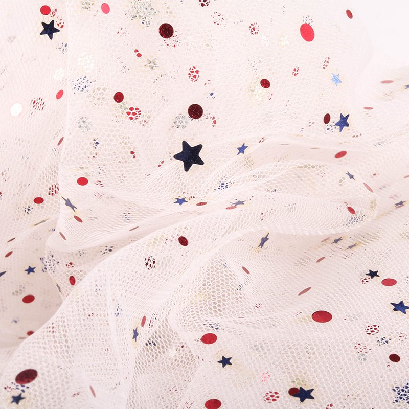 100% Polyester Star Pattern Sequin tulle and glitter mesh sequin fabric for women dress