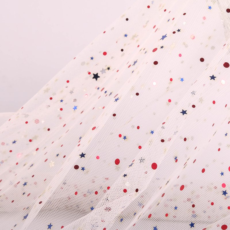 100% Polyester Star Pattern Sequin tulle and glitter mesh sequin fabric for women dress