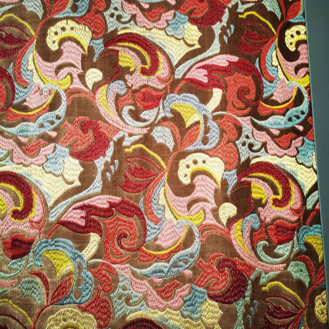 newest design 21098 Morocco good selling embroidery velvet fabric embroidery sofa fabric cushion fabric